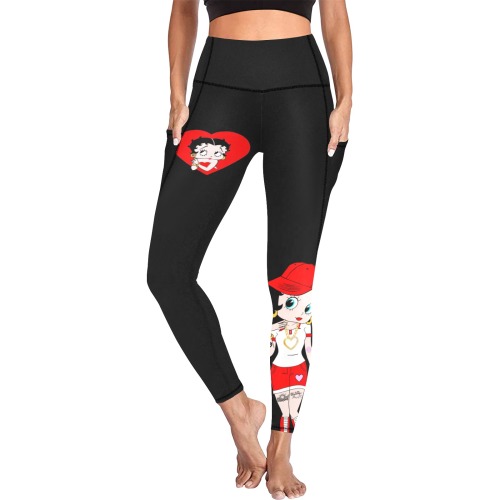 Betty Boop Heart Women's All Over Print Leggings with Pockets (Model L56)