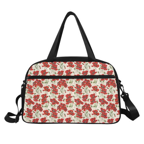 Red Poppy Flowers Vintage Floral Pattern Fitness Handbag (Model 1671)
