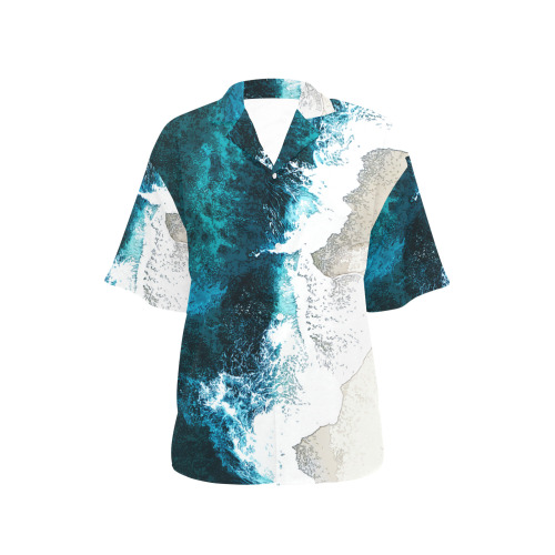 Ocean And Beach All Over Print Hawaiian Shirt for Women (Model T58)