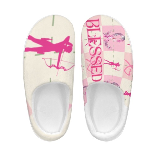 pink ribbon grid pattern with pink warriors blessed