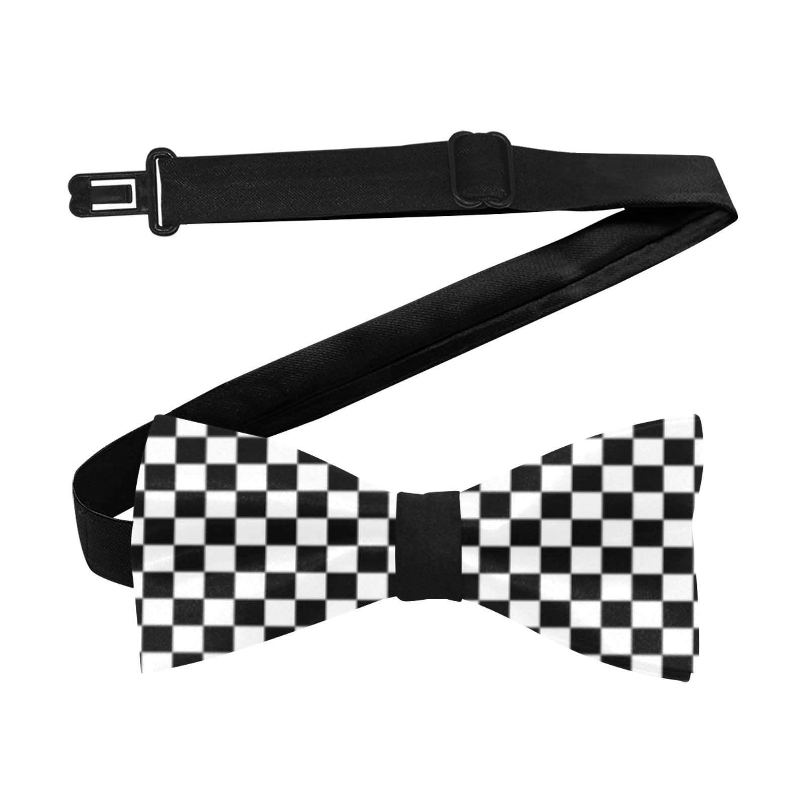 Checkered pattern black and white checker retro cool racing flag Custom Bow Tie