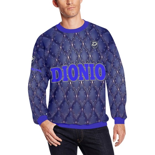 DIONIO Clothing - Galvadon Sweatshirt (Dark Blue D Shield Logo) Men's Oversized Fleece Crew Sweatshirt (Model H18)