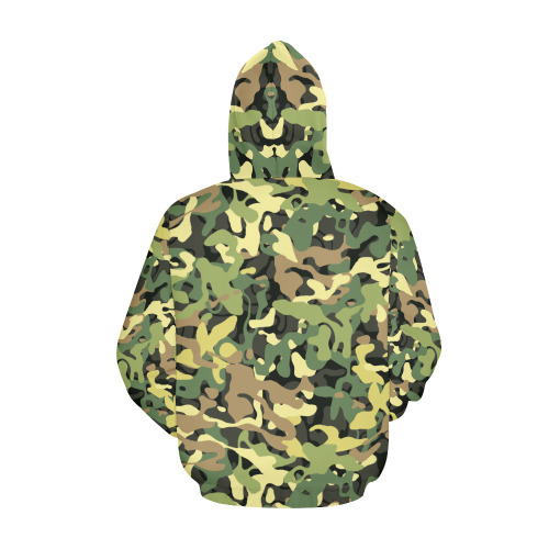 Basic Aeid Forest Military Modern Camouflage All Over Print Hoodie for Women (USA Size) (Model H13)