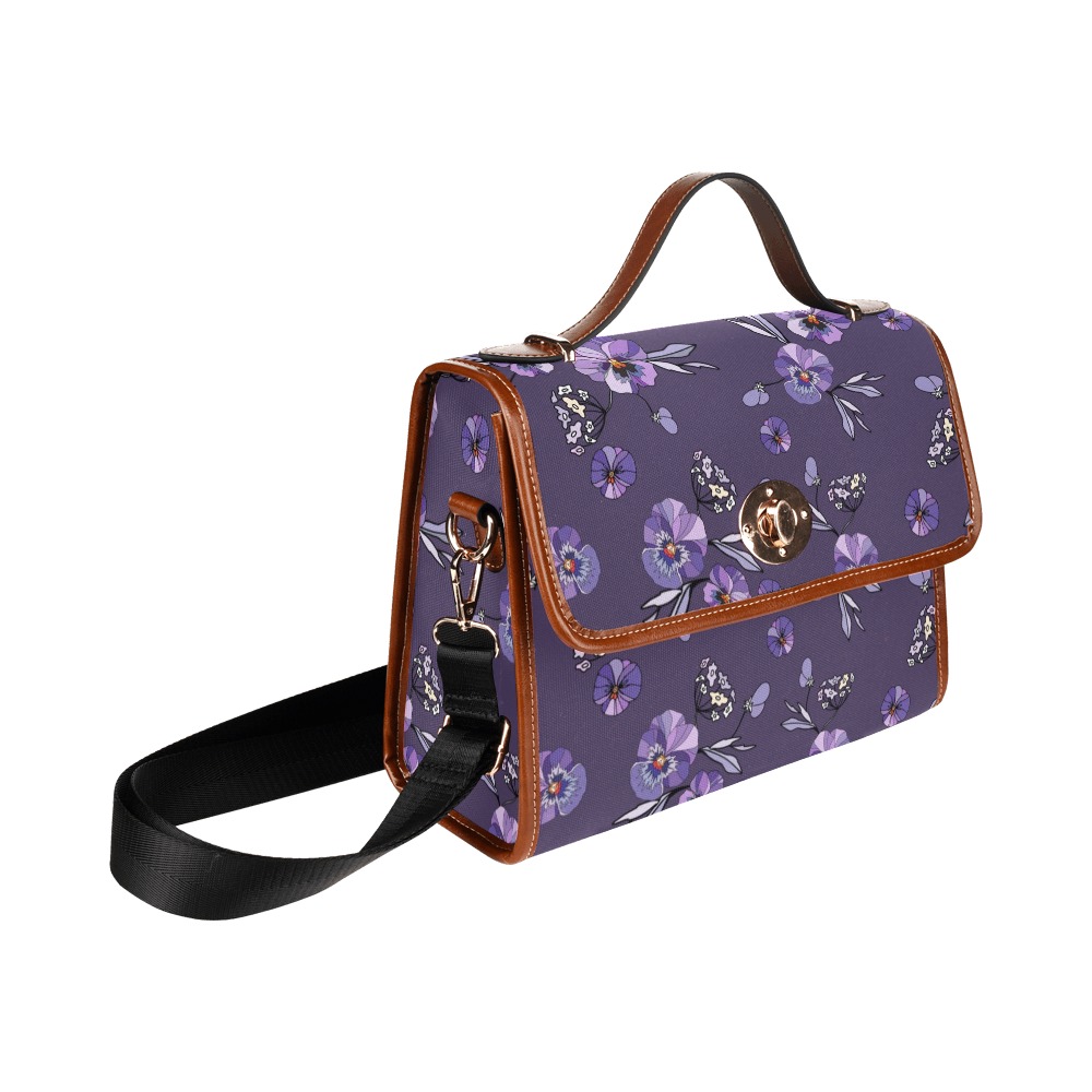 Purple Flowers Waterproof Canvas Bag Waterproof Canvas Bag/All Over Print (Model 1641)