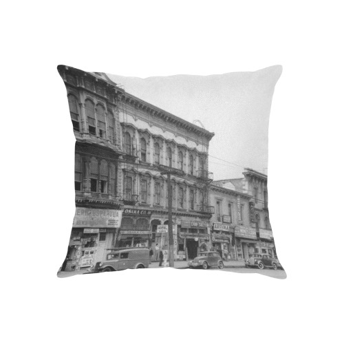 East side of Main Street Los Angeles. 1930s Linen Zippered Pillowcase 18"x18"(Two Sides)