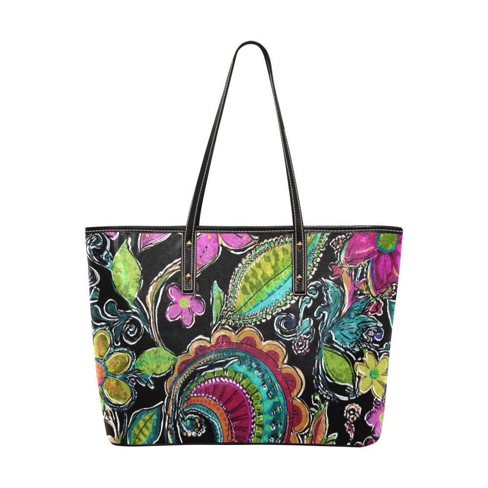Paisley #2 Chic Leather Tote Bag (Model 1709)