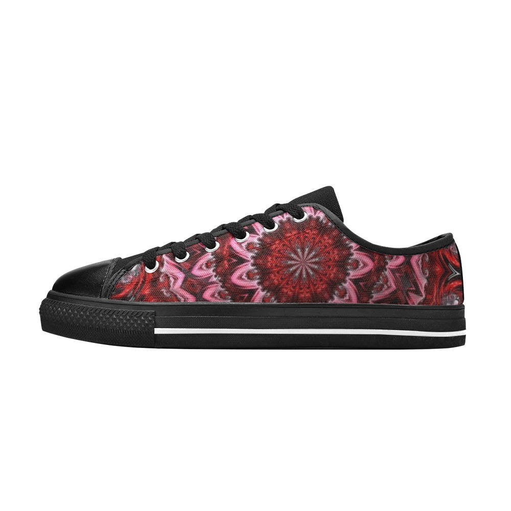 Raised Garden of Red and Pink Flowers in the Night  Fractal Abstract Men's Classic Canvas Shoes (Model 018)