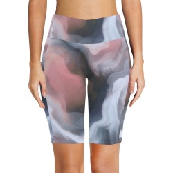 Abstract wavy modern 2 Women's Workout Half Tights (Model L42)
