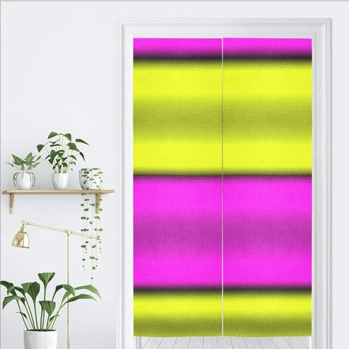 Pink & Yellow Horizontal Stripes Door Curtain Tapestry