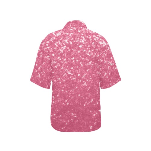 Magenta light pink red faux sparkles glitter All Over Print Hawaiian Shirt for Women (Model T58)