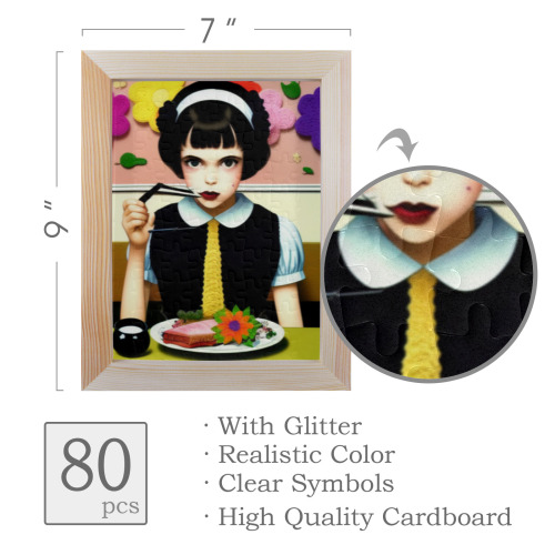 gothic girl with lipstick 71 80-Piece Puzzle Frame 7"x 9"