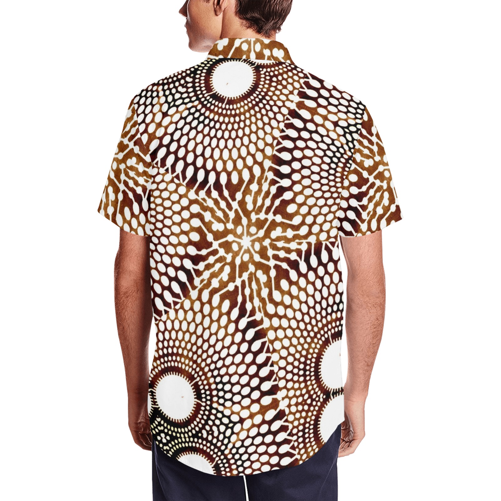 AFRICAN PRINT PATTERN 4 Men's Short Sleeve Shirt with Lapel Collar (Model T54)