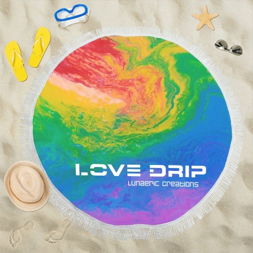 Love Drip Beach Blanket #2 Circular Beach Shawl 59"x 59"