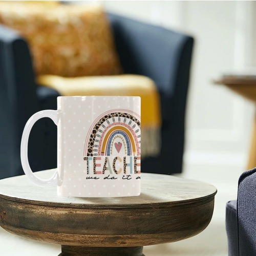 Teacher Neutral Color Rainbow Mug Custom White Mug (11oz)