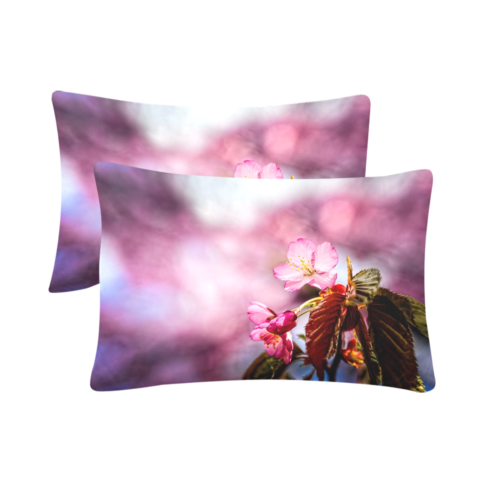Striking pink sakura cherry flowers, pink mist. Custom Pillow Case 20"x 30" (One Side) (Set of 2)