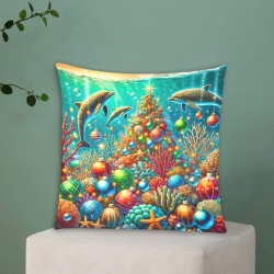 Underwater Christmas Custom Zippered Pillow Cases 16"x16" (Two Sides)