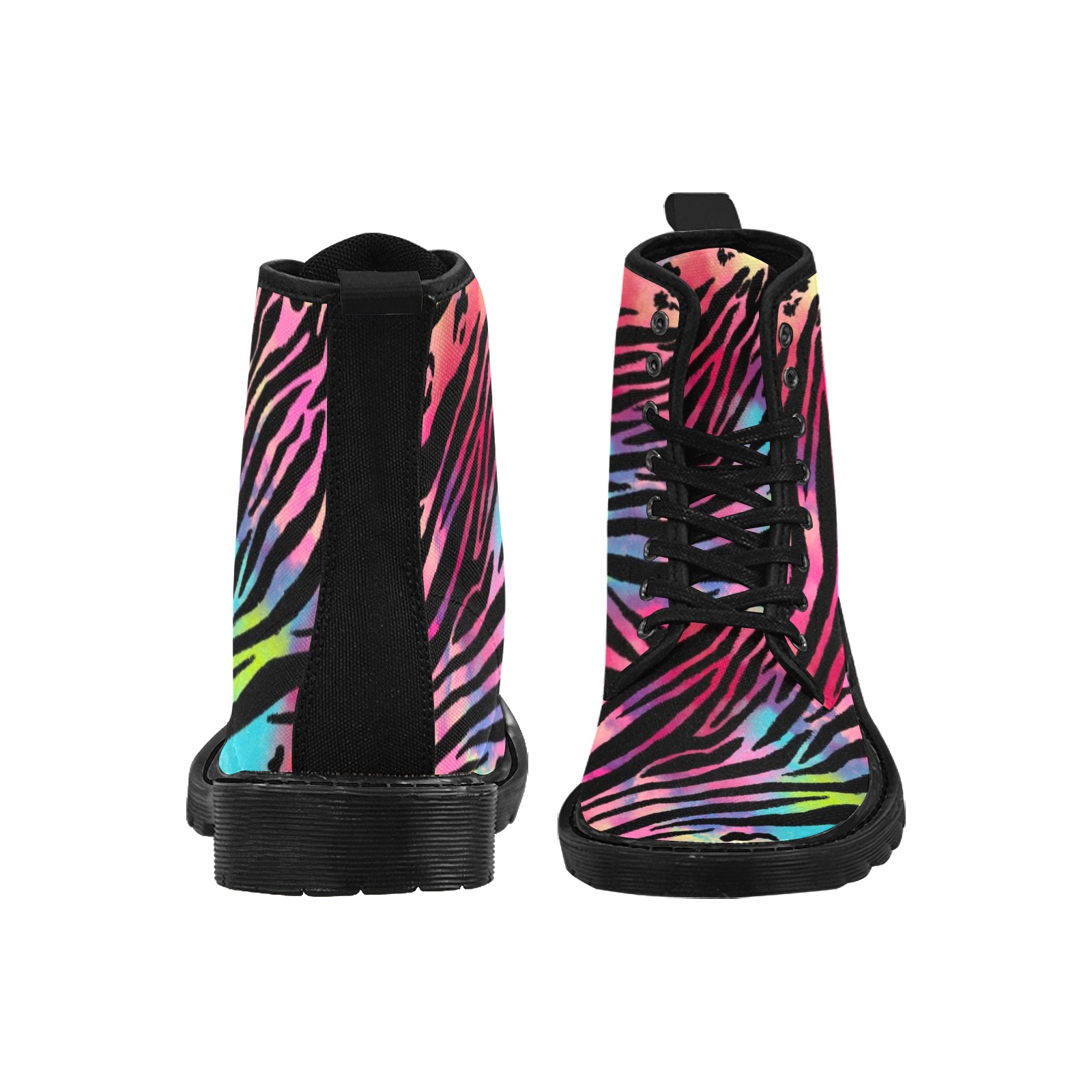 Tie Dye Animal Print Martin Boots for Women (Black) (Model 1203H)