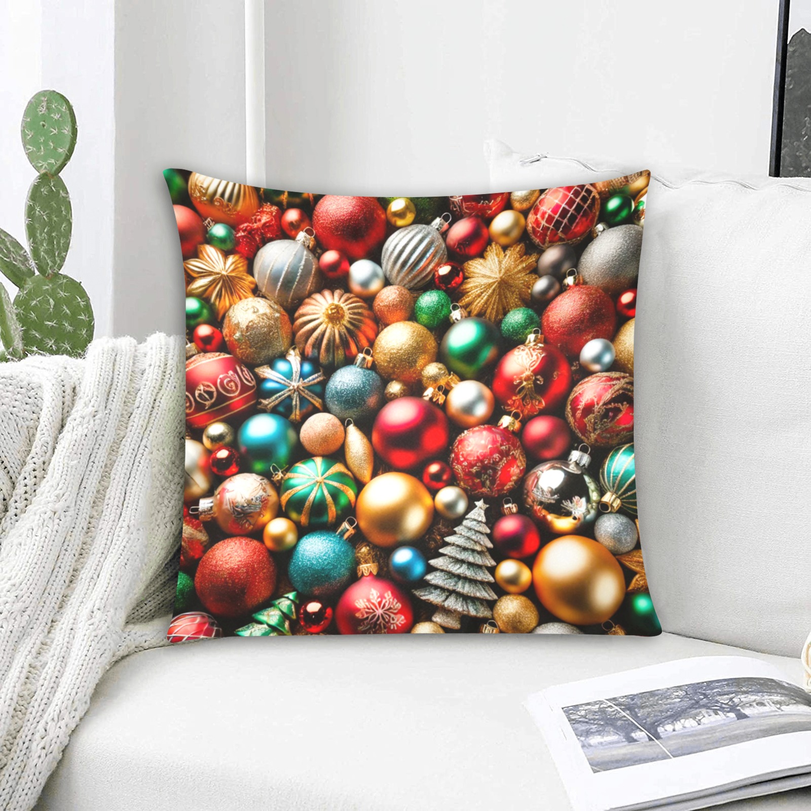 coloured baubles Custom Zippered Pillow Cases 18"x18" (Two Sides)