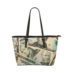 US PAPER CURRENCY Leather Tote Bag/Large (Model 1651)