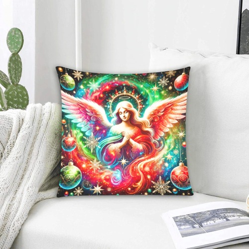 Christmas angel Custom Zippered Pillow Cases 16"x16" (Two Sides)