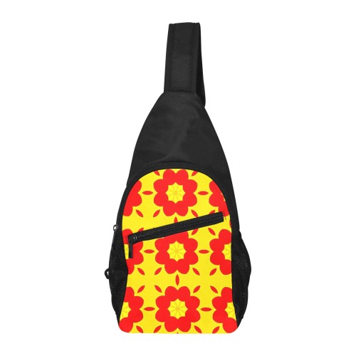 Red Flowers on Yellow Chest Bag-Front Printing (Model 1719)