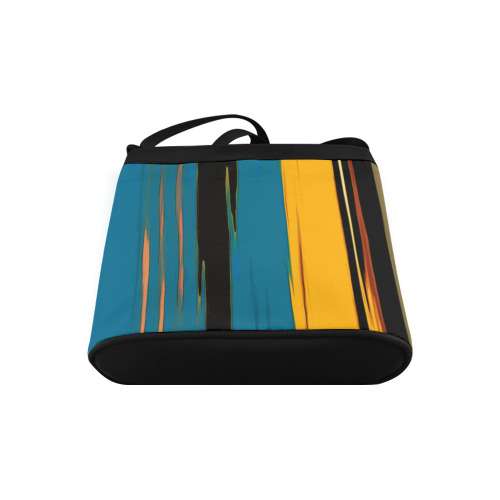 Black Turquoise And Orange Go! Abstract Art Crossbody Bags (Model 1613)