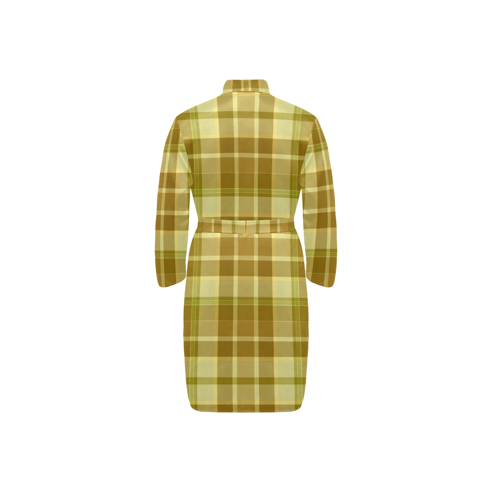 Shades Of Yellow Plaid Men's Long Sleeve Belted Night Robe (Model H56)