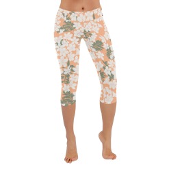 Tropical flowering PG1 Women's Low Rise Capri Leggings (Invisible Stitch) (Model L08)