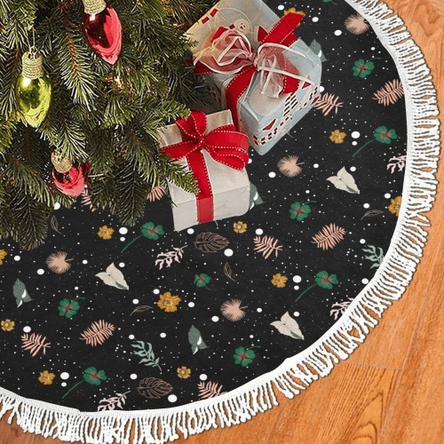 Lucky nature in space I Thick Fringe Christmas Tree Skirt 36"x36"