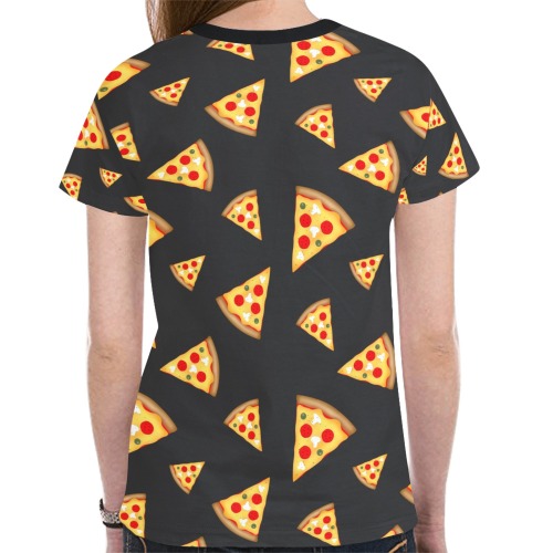 Cool and fun pizza slices pattern dark gray New All Over Print T-shirt for Women (Model T45)