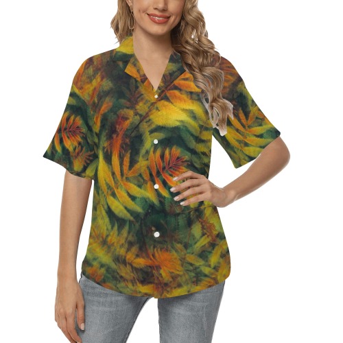 Fall ferns All Over Print Hawaiian Shirt for Women (Model T58)