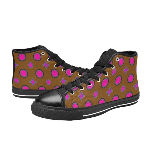 BRC pink black High Top Canvas Shoes for Kid (Model 017)