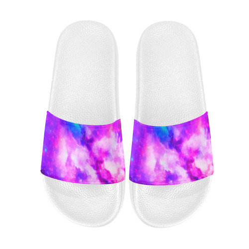 Watercolor Universe Galaxy Space Painting Men's Slide Sandals (Model 057)