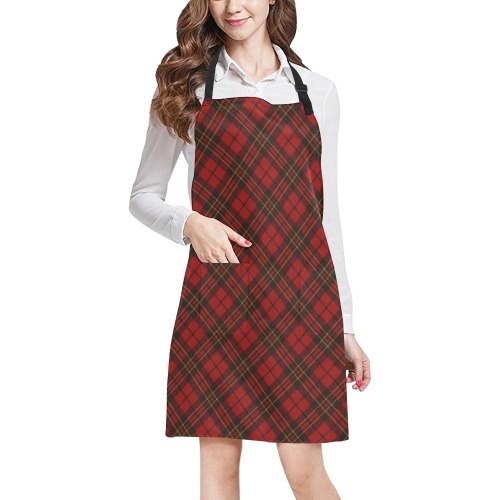 Red tartan plaid winter Christmas pattern holidays All Over Print Apron