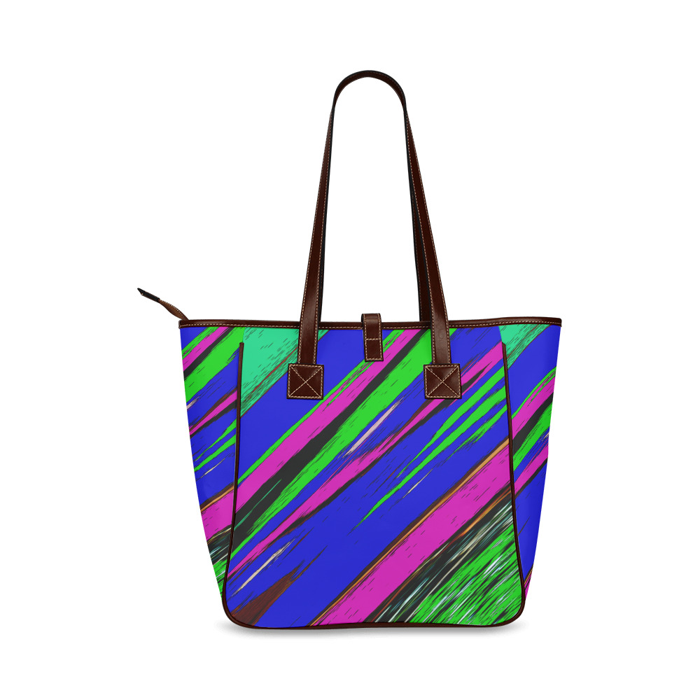 Diagonal Green Blue Purple And Black Abstract Art Classic Tote Bag (Model 1644)