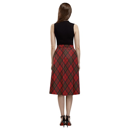 Red tartan plaid winter Christmas pattern holidays Mnemosyne Women's Crepe Skirt (Model D16)