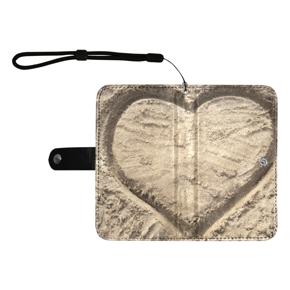 Love in the Sand Collection Flip Leather Purse for Mobile Phone/Large (Model 1703)