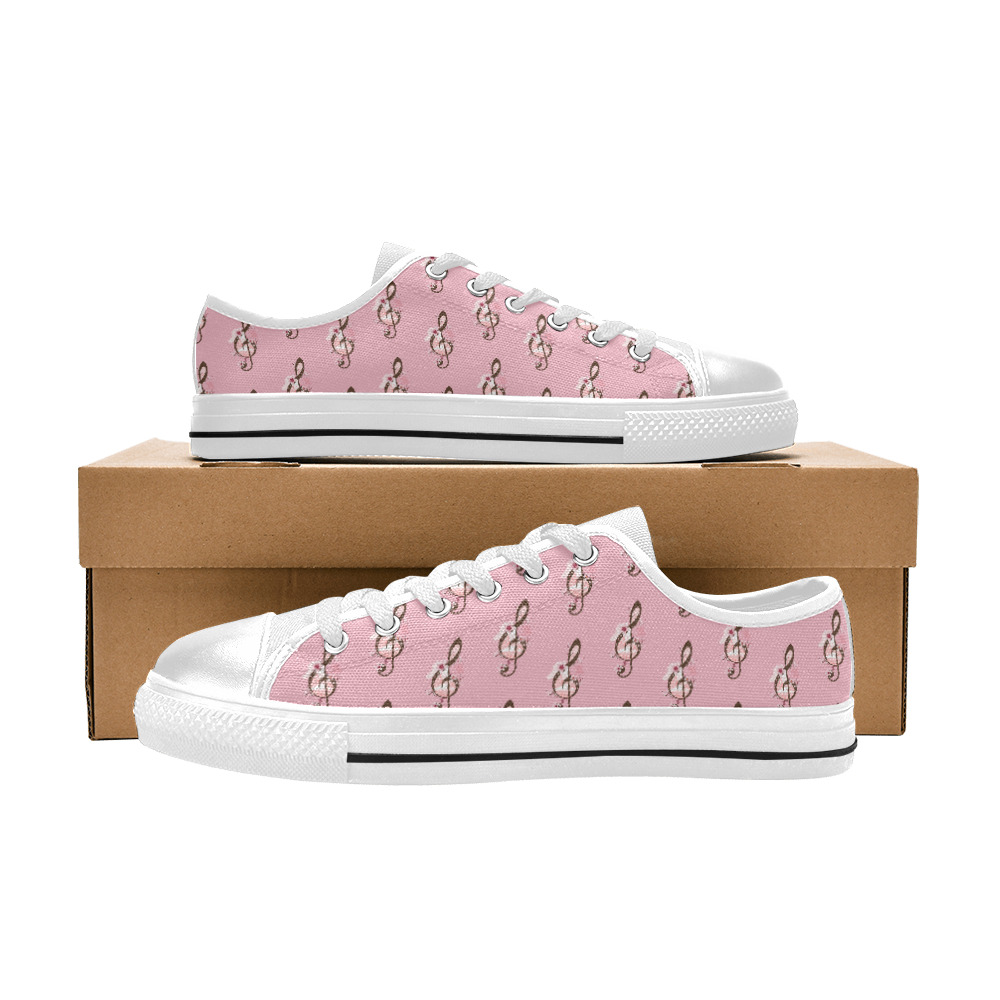 Cherry Blossom Music Women's Classic Canvas Shoes (Model 018)