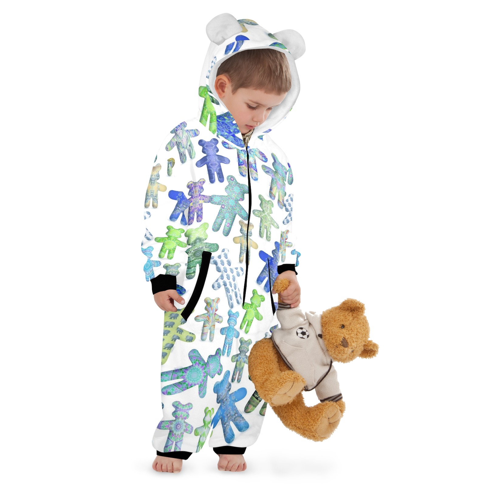teddy bear assortiment 6 One-Piece Zip up Hooded Pajamas for Little Kids