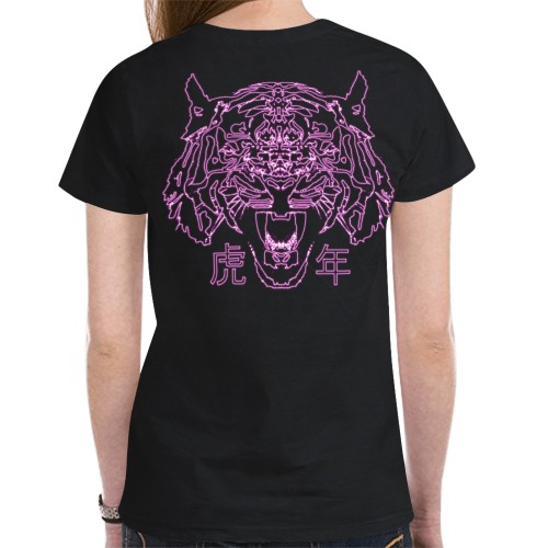 Year of the Tiger Neon Pink New All Over Print T-shirt for Women (Model T45)