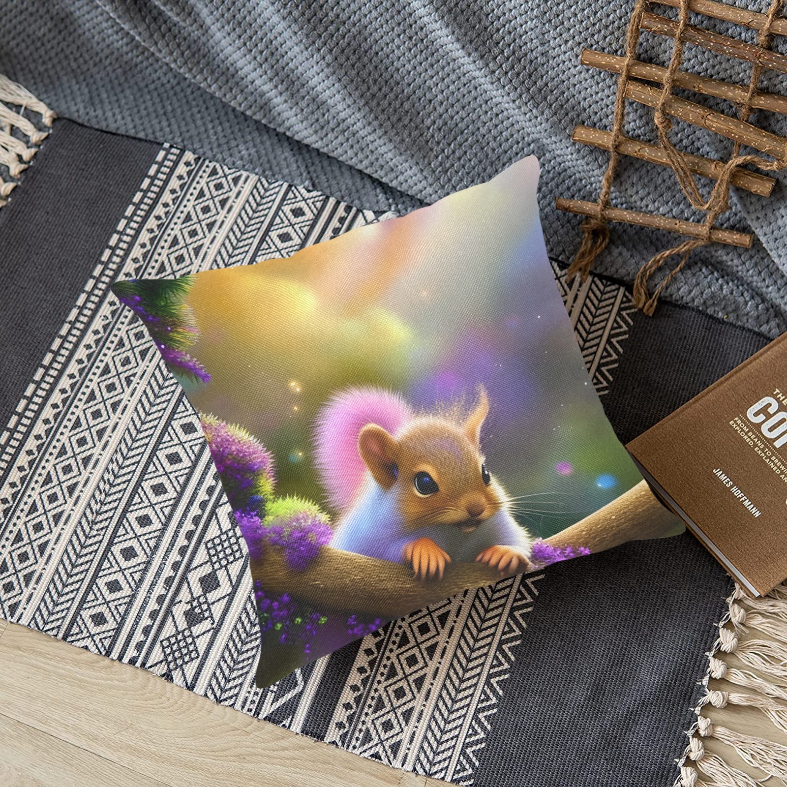 Baby Squirell Linen Zippered Pillowcase 18"x18"(Two Sides)