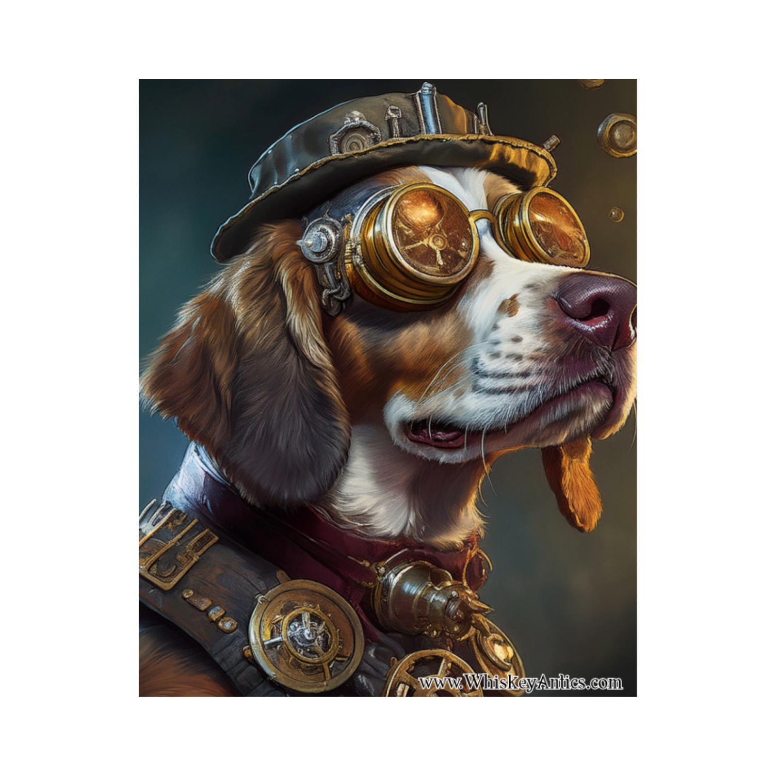 Steam Punk Dog 02 Wood Print 8"x10"