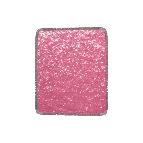 Magenta light pink red faux sparkles glitter Ultra-Soft Fringe Blanket 30"x40" (Mixed Pink)