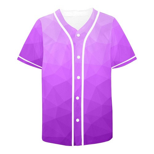 Purple gradient geometric mesh pattern All Over Print Baseball Jersey for Men (Model T50)