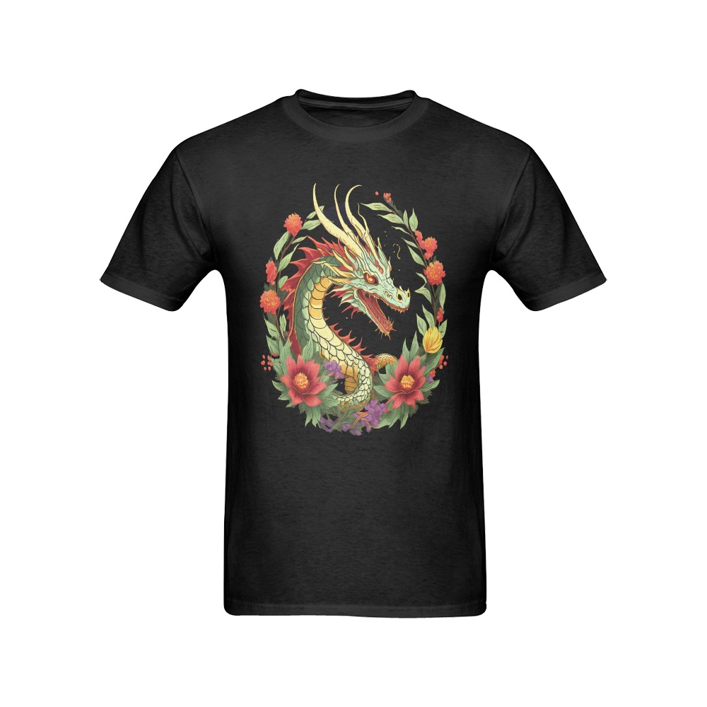 dragon on a black background 5 Men's T-Shirt in USA Size (Front Printing Only)