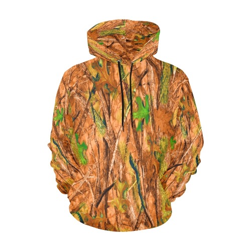 NOMON - Field to Stream to Couch - Enhanced Camo All Over Print Hoodie for Women (USA Size) (Model H13)