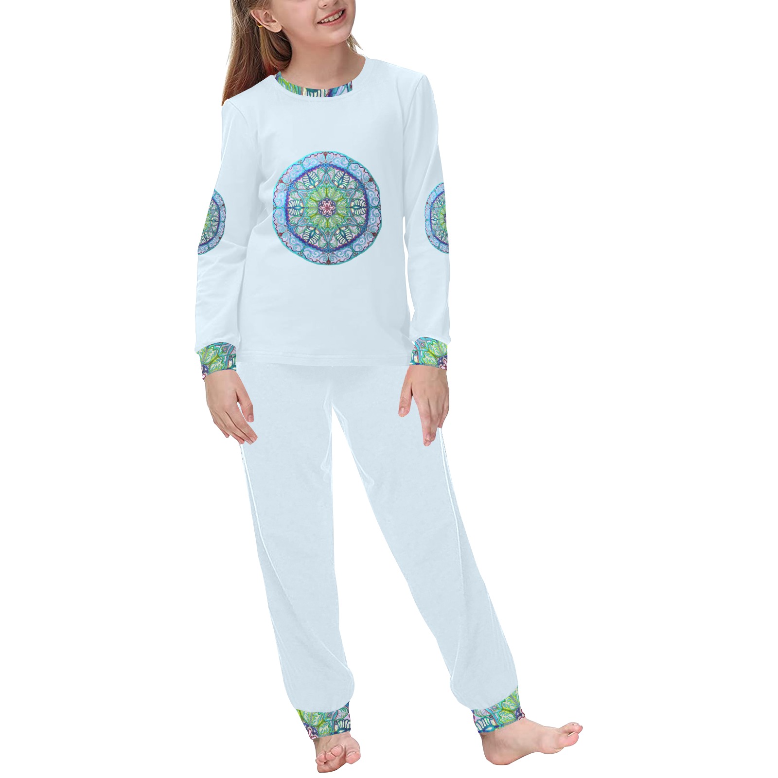 clear blue Kids' All Over Print Pajama Set