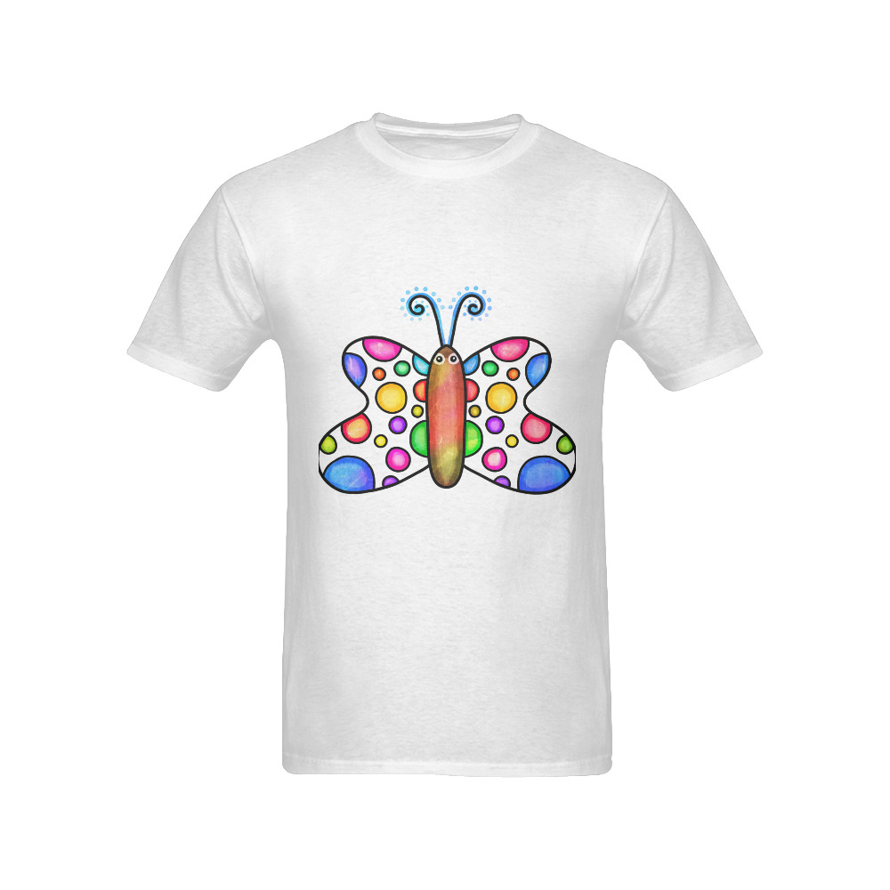 Spotty Watercolor Butterfly Doodle Cartoon Men's T-Shirt in USA Size (Front Printing Only)