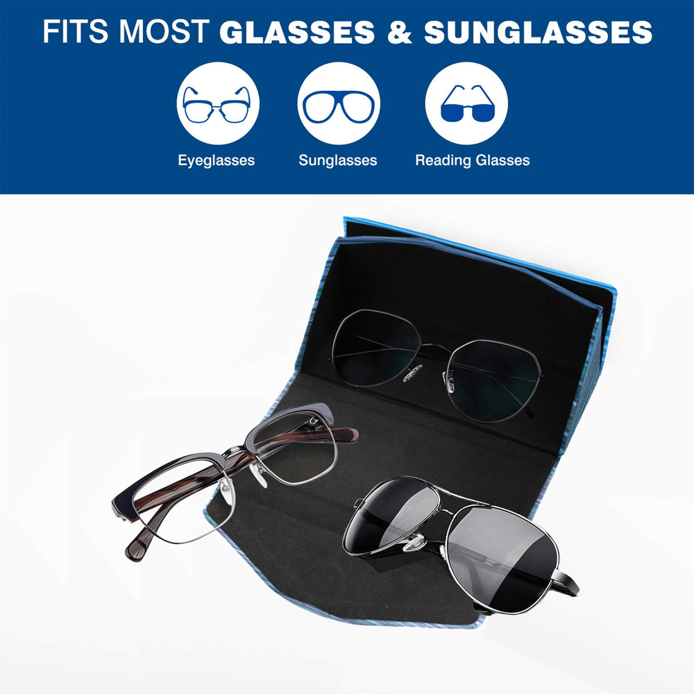 Abstract Blue Horizontal Stripes Custom Foldable Glasses Case