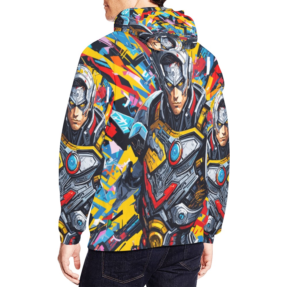 Cool cyborg hero nice geometrical abstract art. All Over Print Hoodie for Men (USA Size) (Model H13)